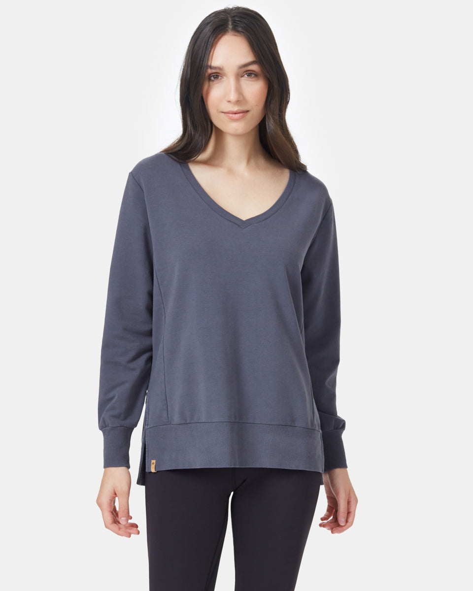 Gray Women's V-Neck Tunic Top