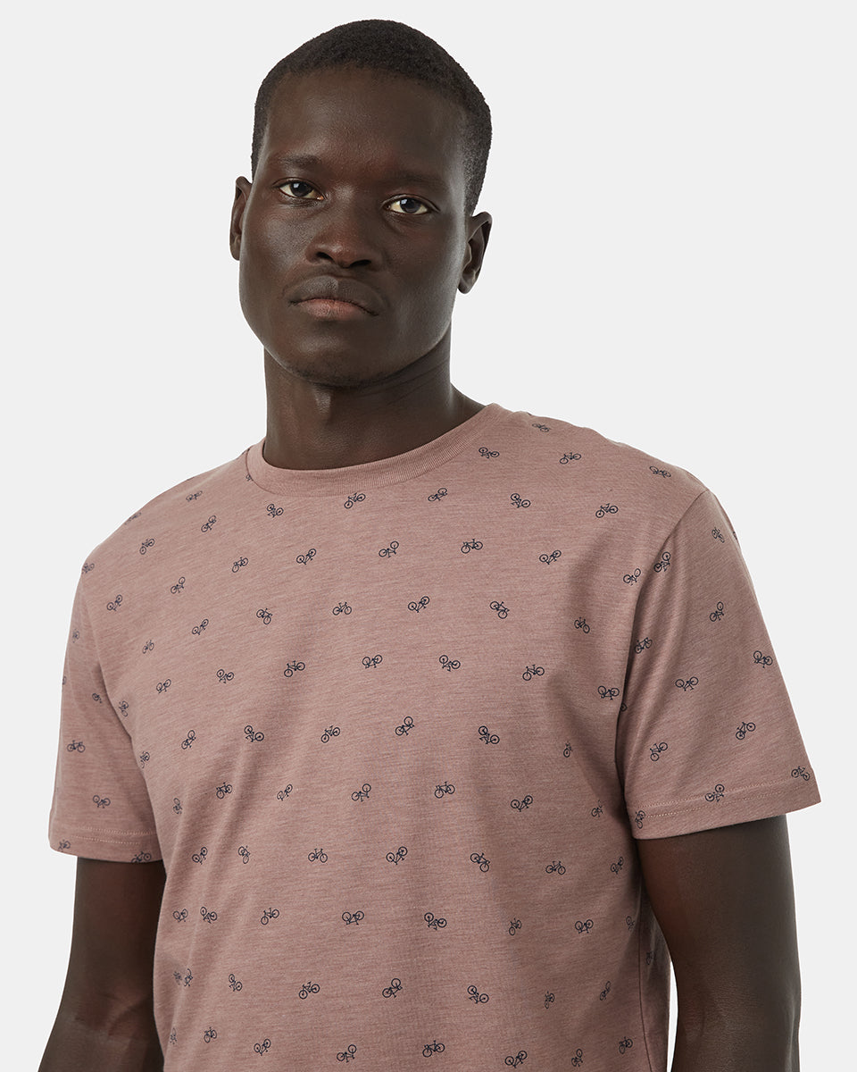 Gray,Purple Organic Cotton Crew Neck Tee