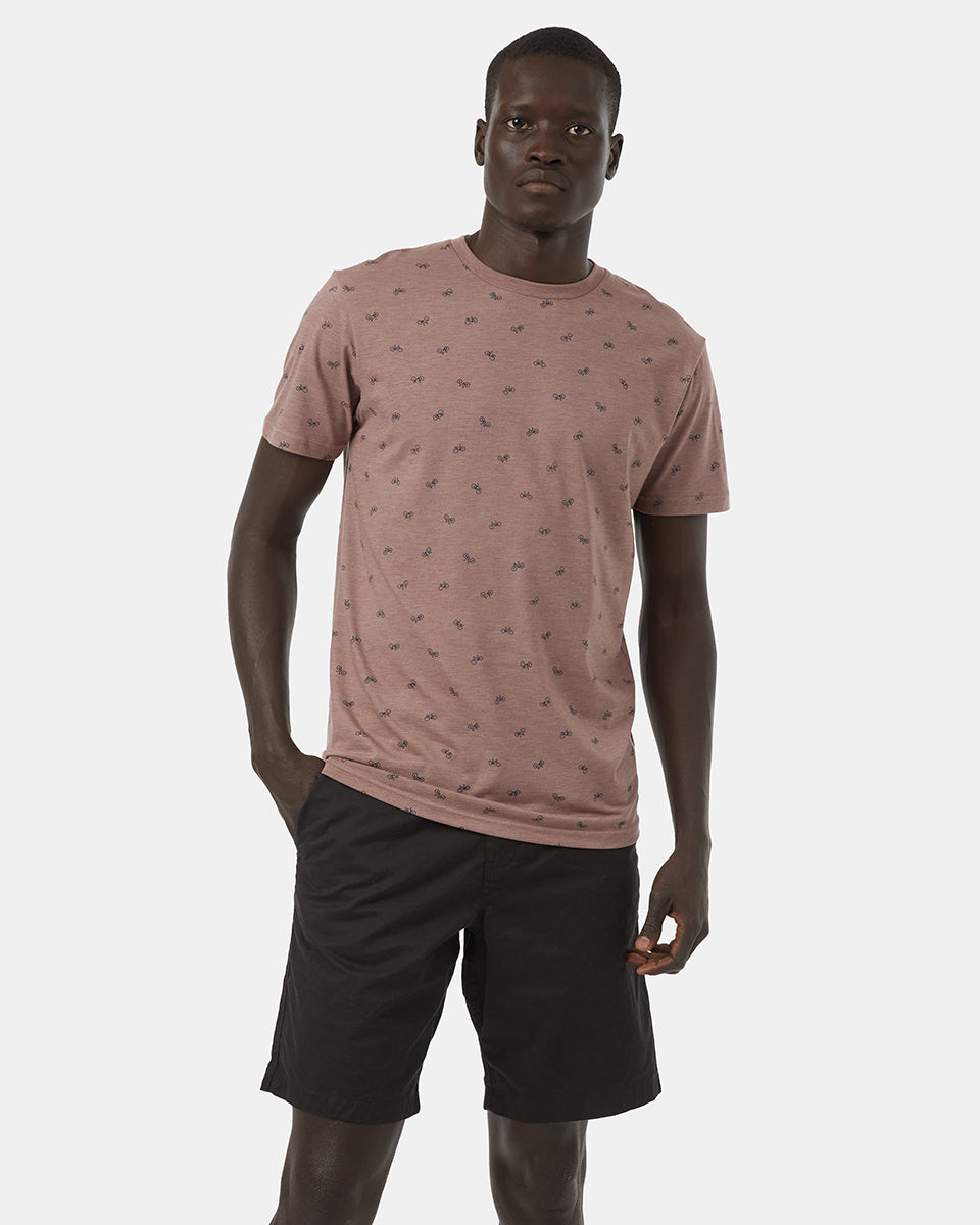 Gray,Purple Organic Cotton Crew Neck Tee