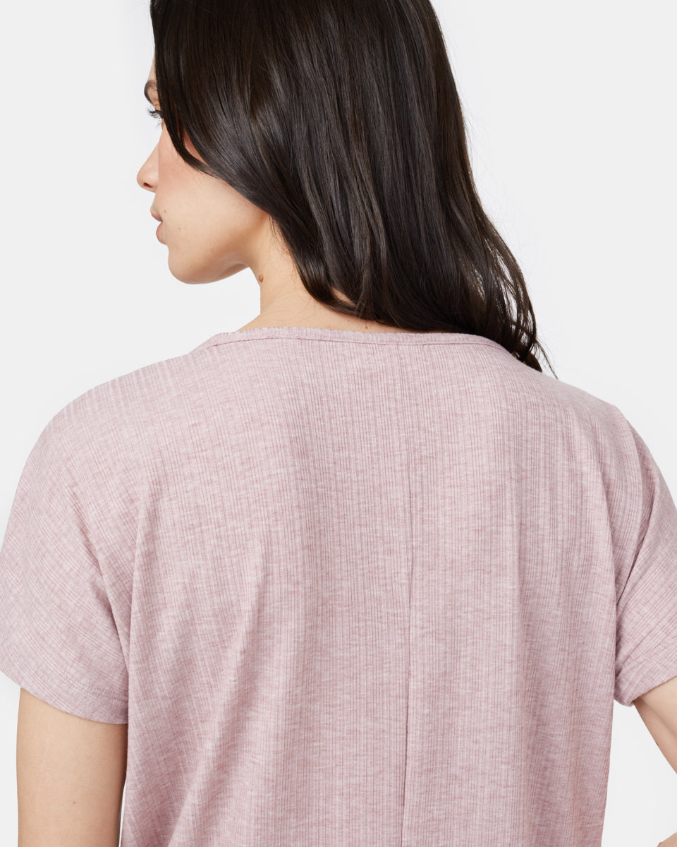 Gray,Purple Short Sleeve Scoop Neck T-Shirt