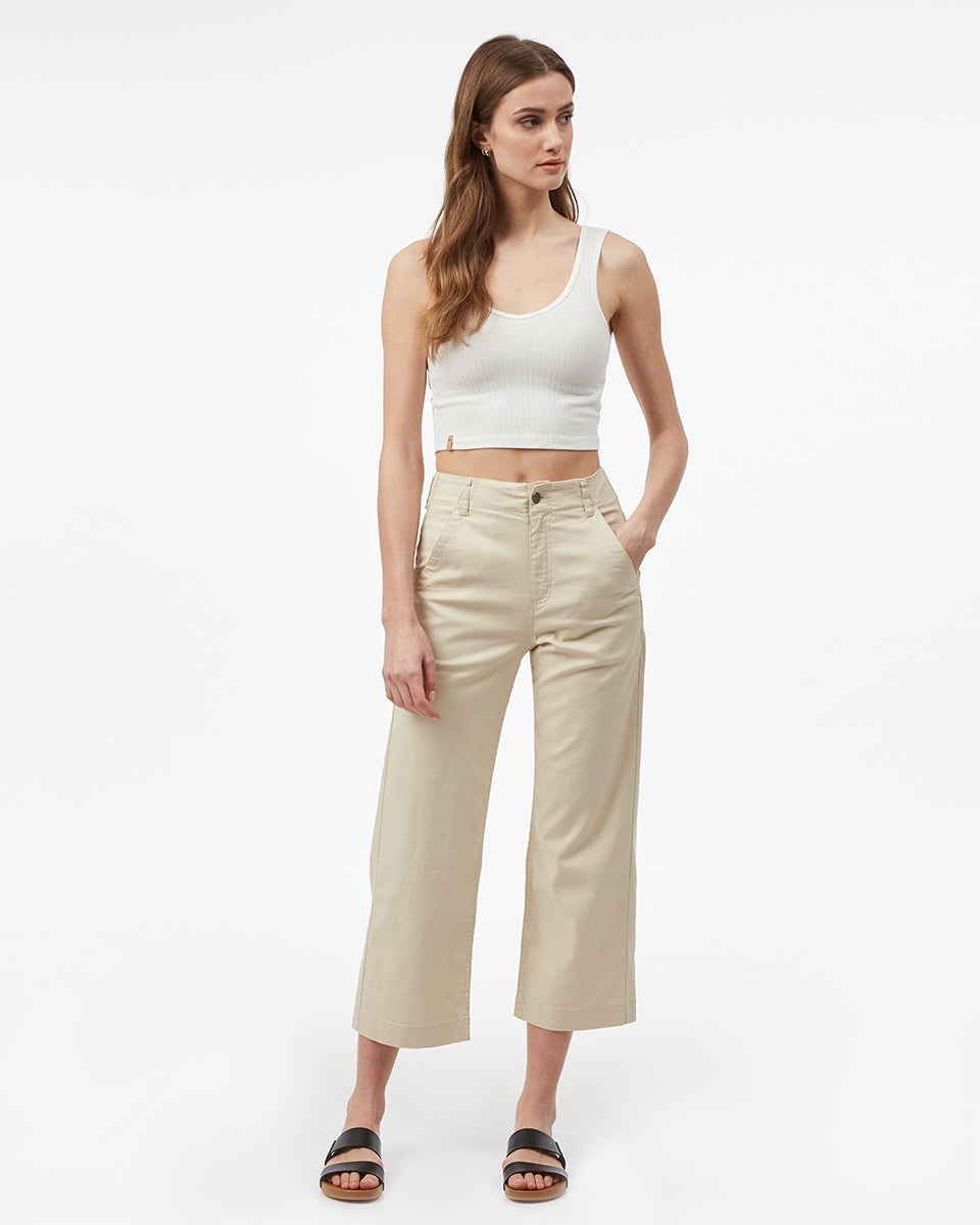 Gray,White Men's Hemp High-Rise Trousers