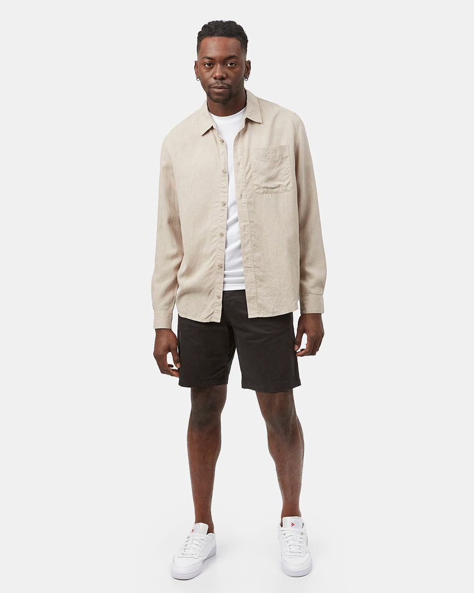 Gray,White Men's Hemp Long Sleeve Shirt