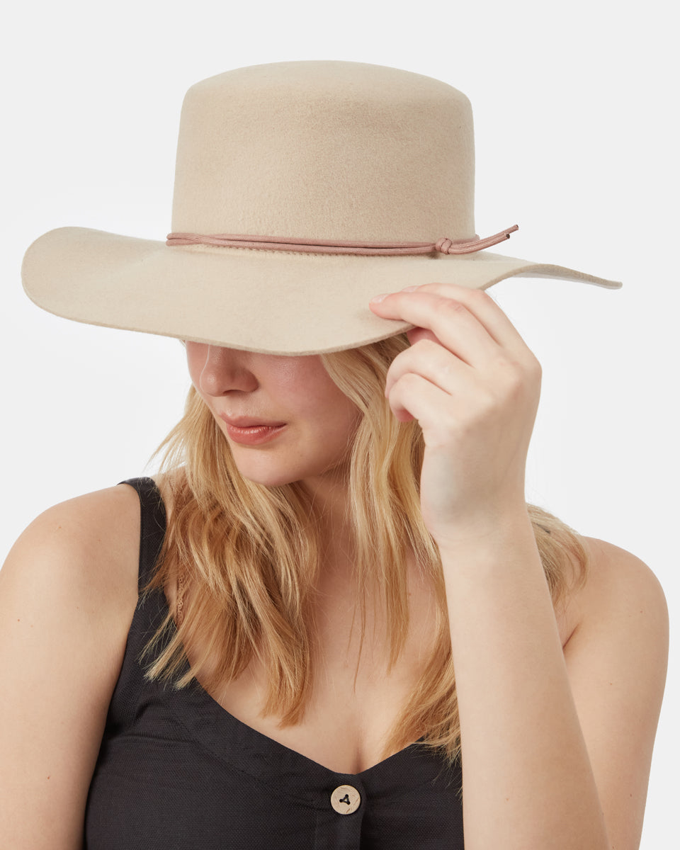 Gray,White Recycled Wool Fedora Hat