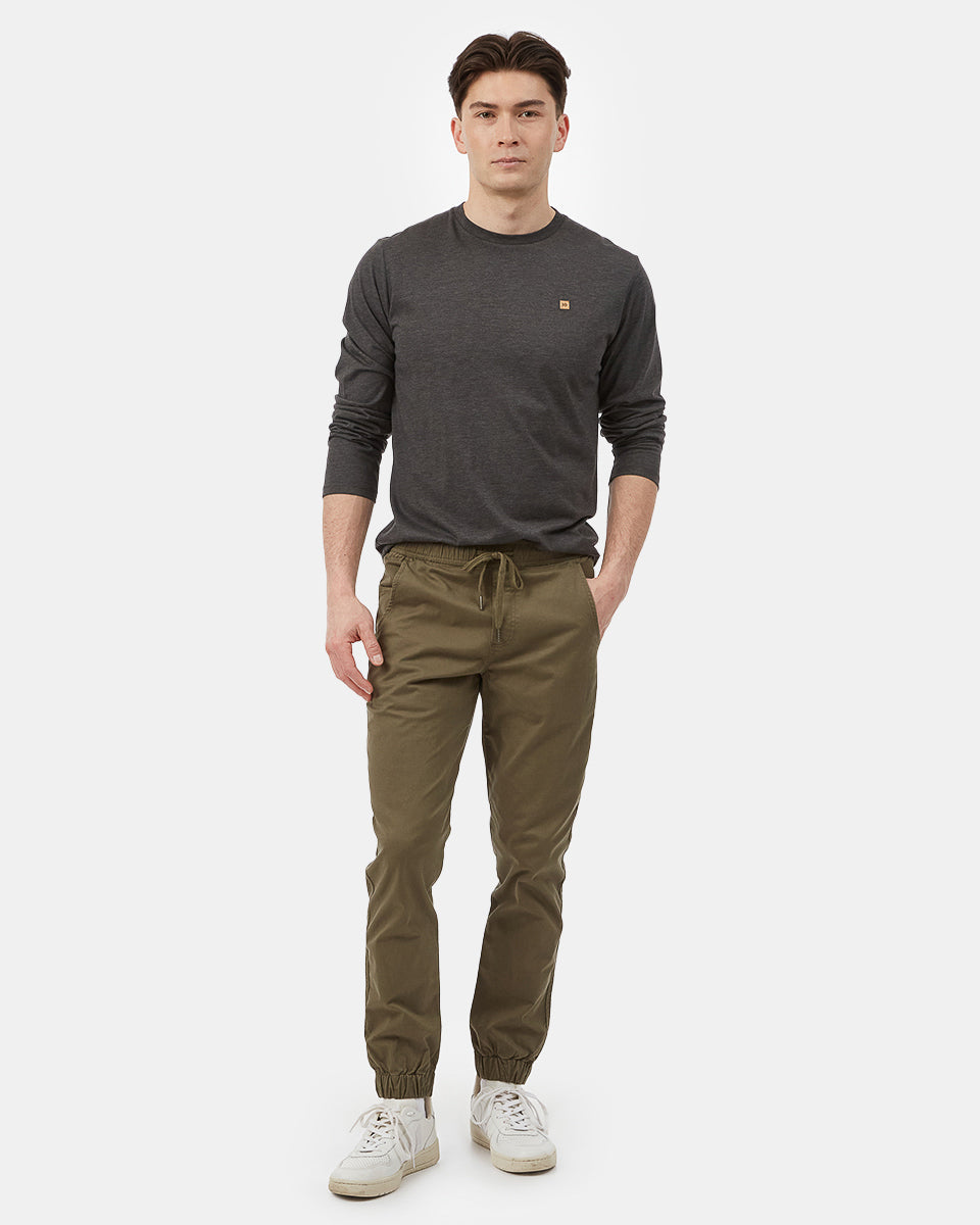 Green Men's Twill Joggers