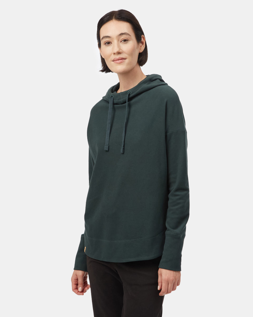 Green Women's Cowl Neck Fleece Hoodie
