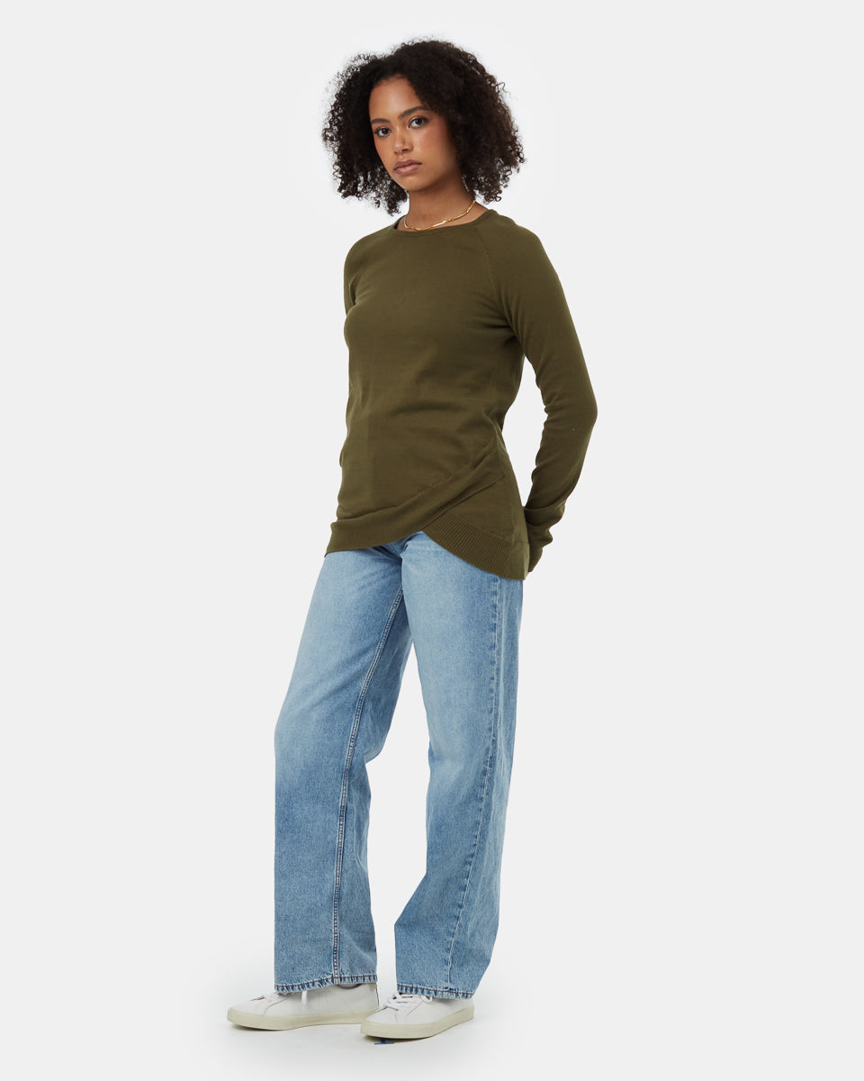 Green Women's Longsleeve Crossover Jumper