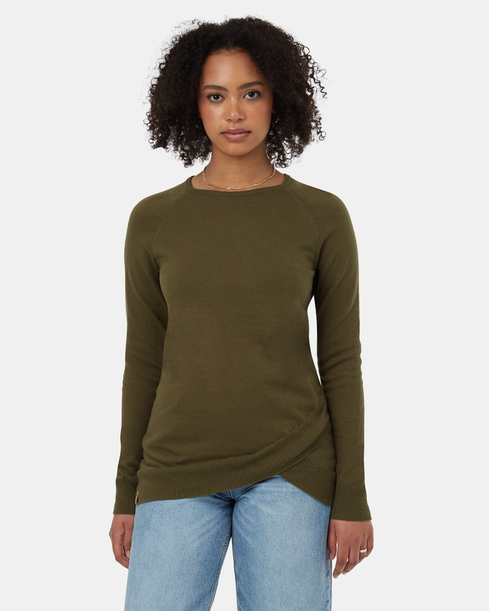 Green Women's Longsleeve Crossover Jumper