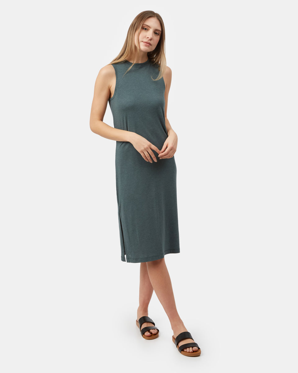 Green Women's Mid-Length Slit Dress