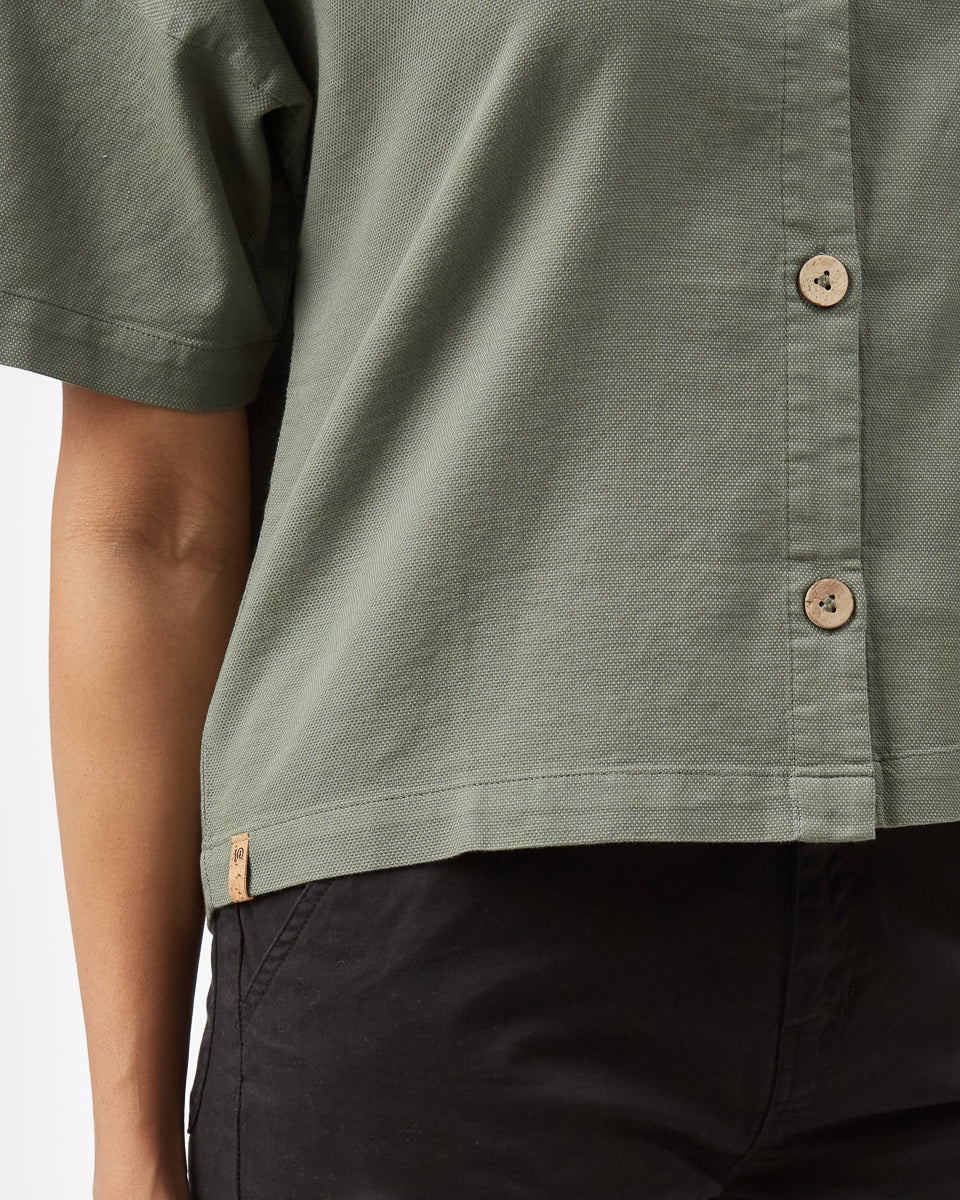 Green Women's Organic Cotton Button-Up