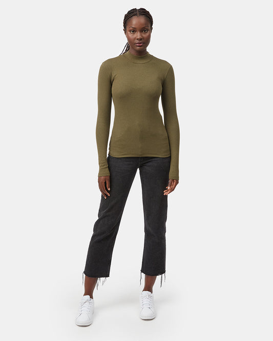 Green_Women's_Rib_Mock_Neck_Longsleeve