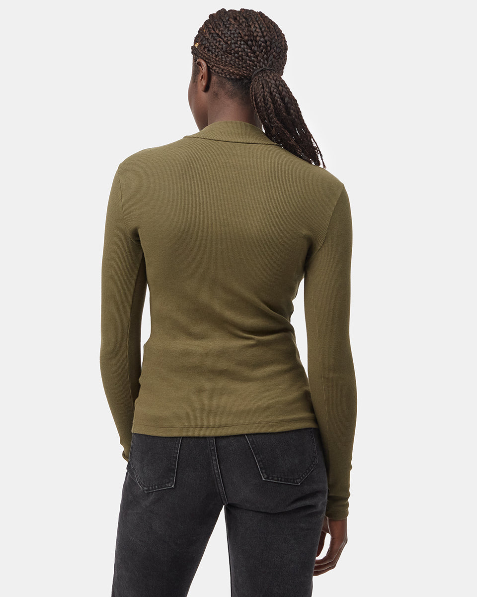 Green_Women's_Rib_Mock_Neck_Longsleeve