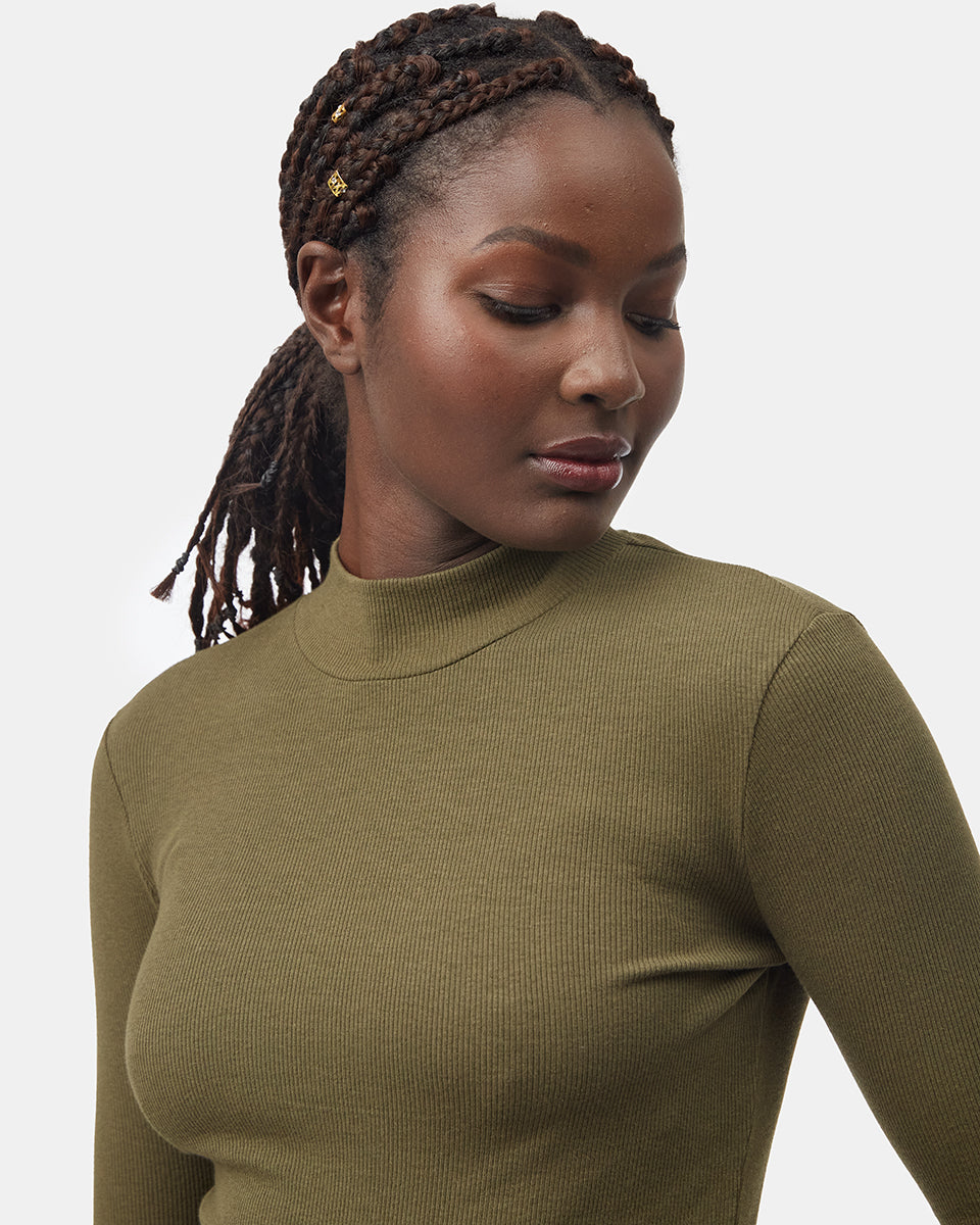 Green_Women's_Rib_Mock_Neck_Longsleeve