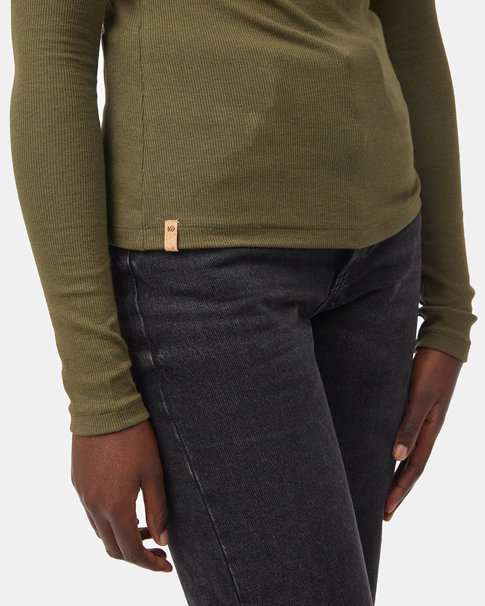 Green_Women's_Rib_Mock_Neck_Longsleeve