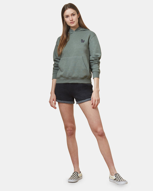 Green Embroidered Pullover Hoodie