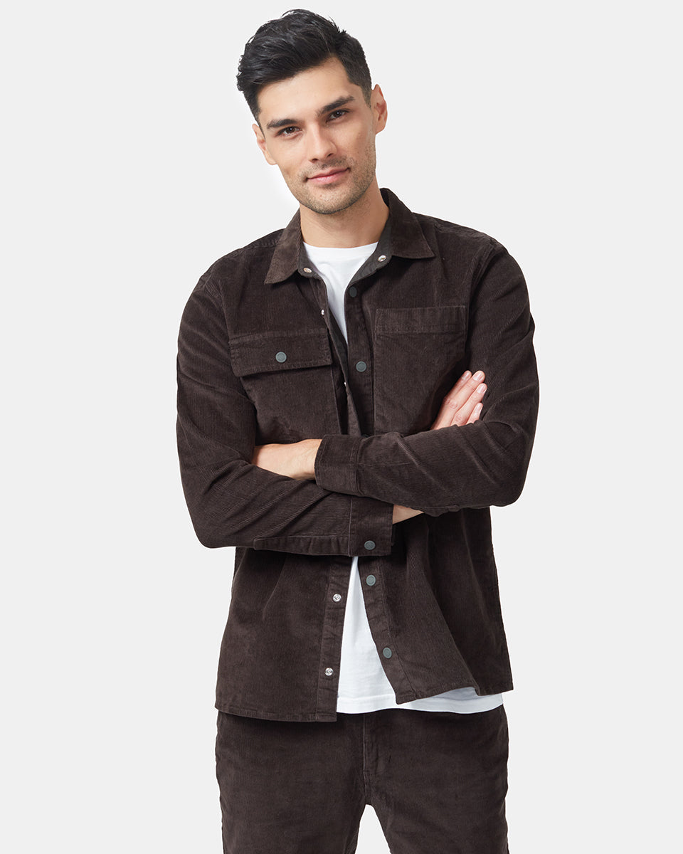 Green Men's Button Up Cordurory Shacket