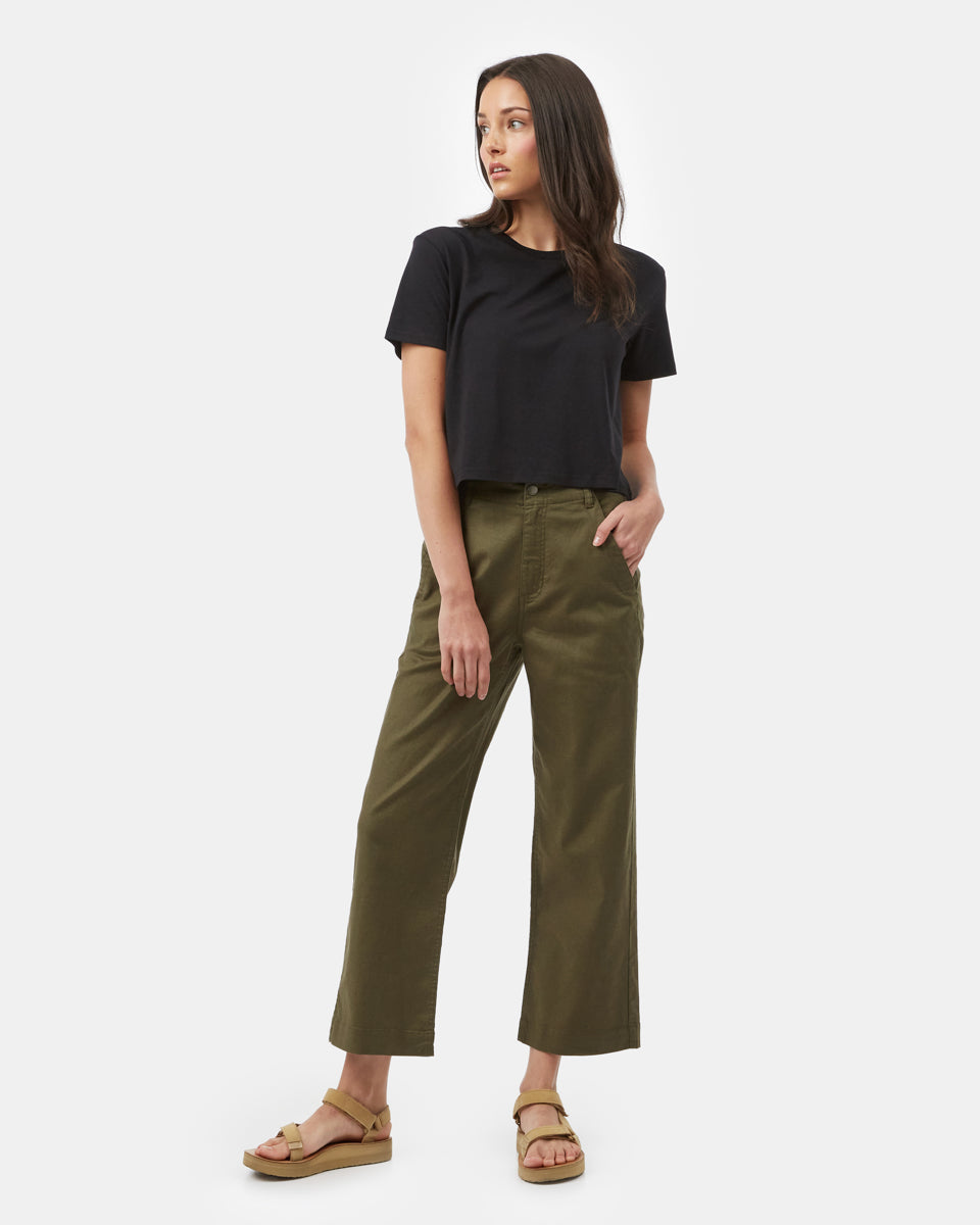 Green Men's Hemp High-Rise Trousers