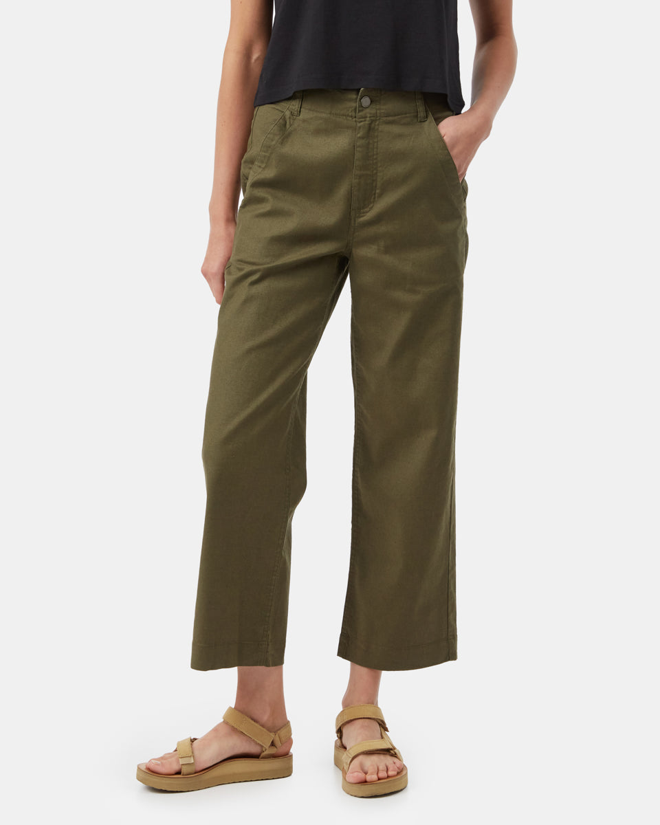 Green Men's Hemp High-Rise Trousers