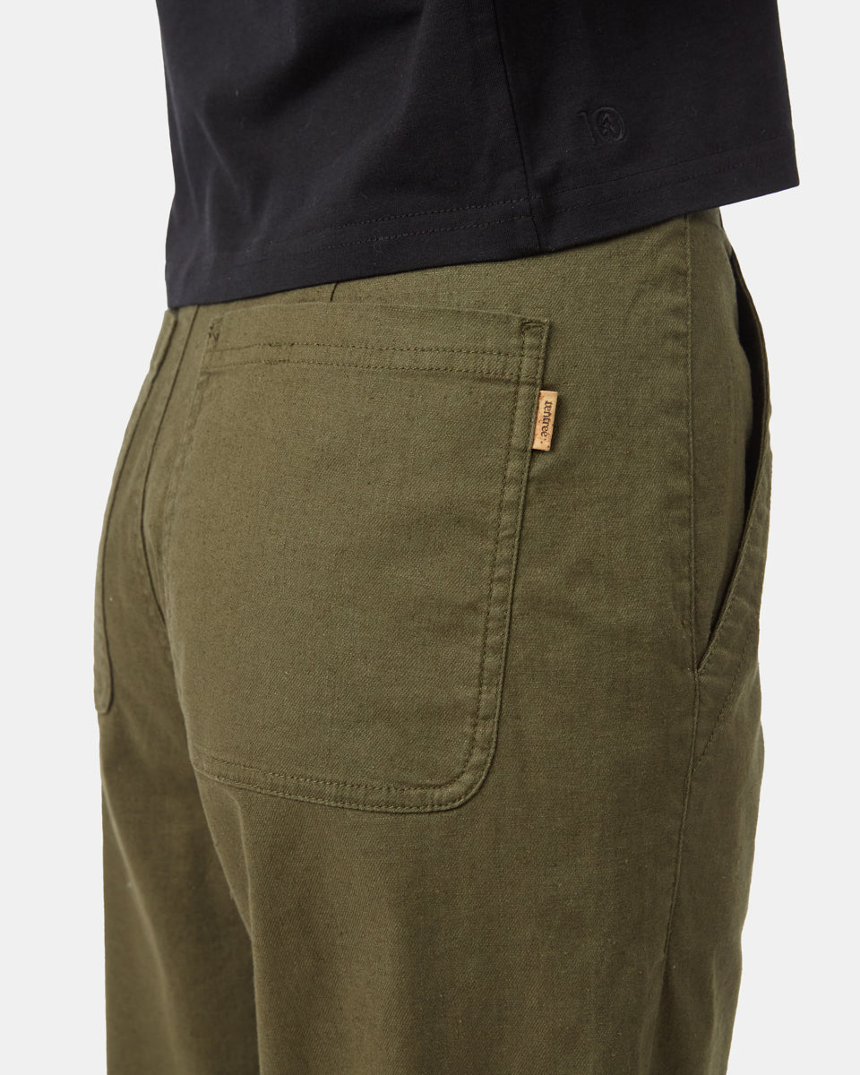 Green Men's Hemp High-Rise Trousers