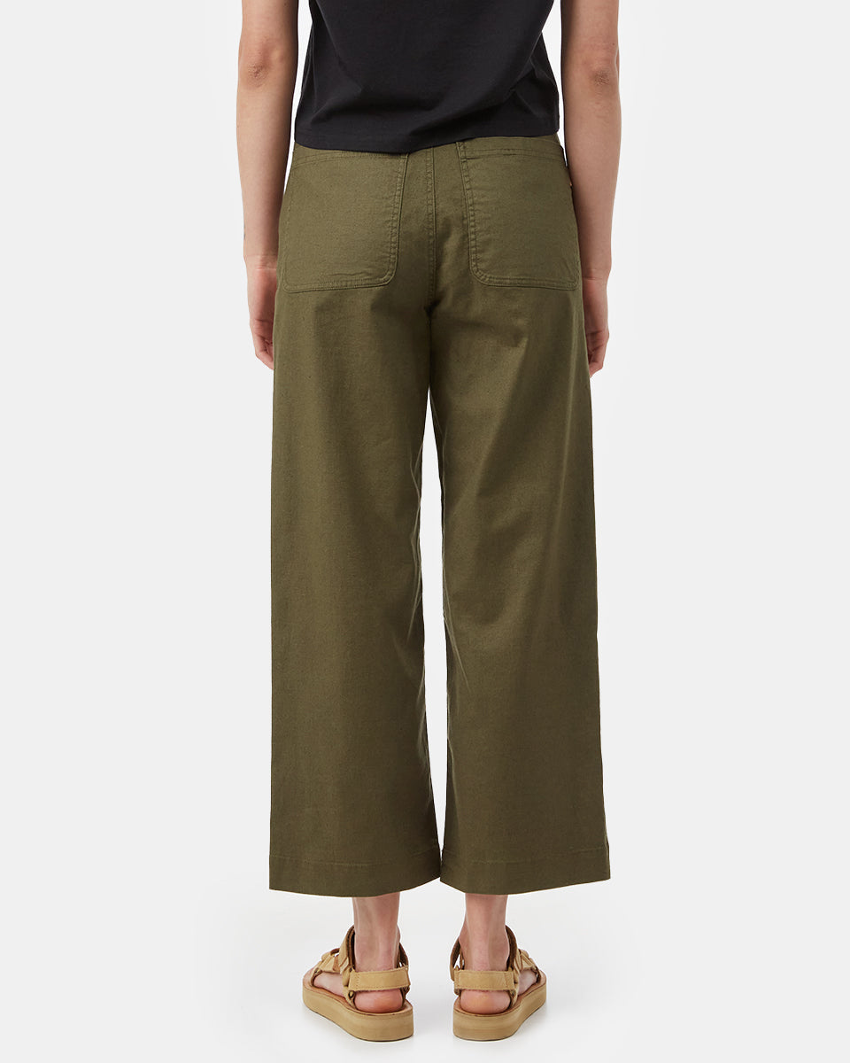 Green Men's Hemp High-Rise Trousers