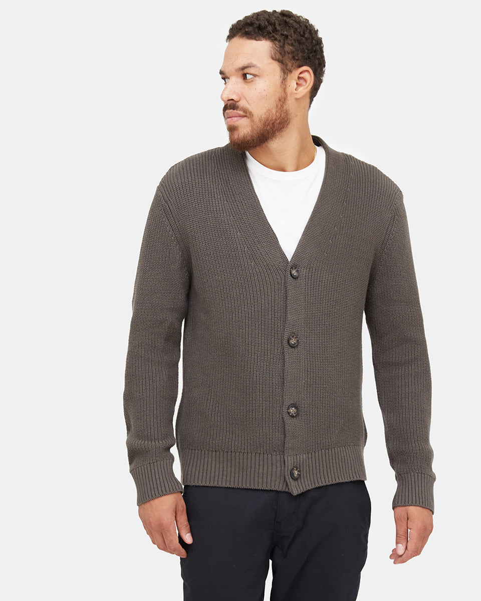 Green Men's Organic Cotton Knit Cardigan