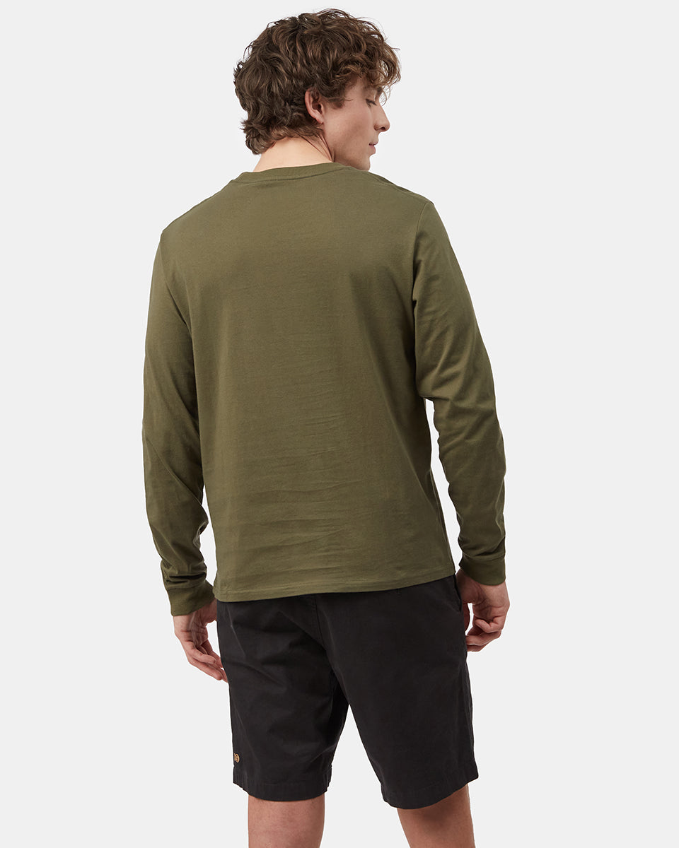 Green Men's Organic Cotton Pocket Long Sleeve Top
