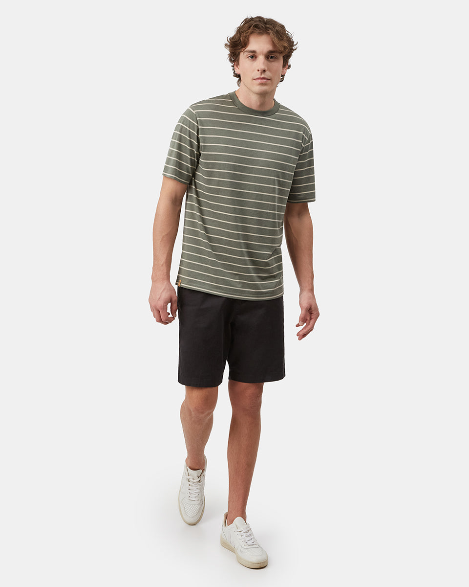 Green Men's Striped Short Sleeve Tee