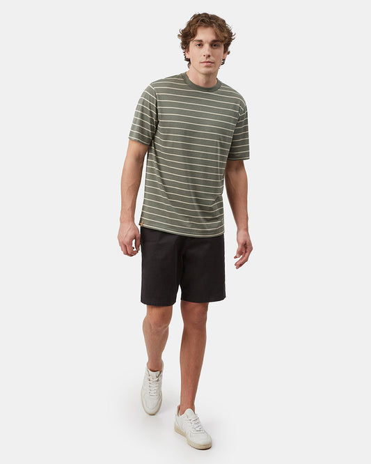 Green Men's Striped Short Sleeve Tee