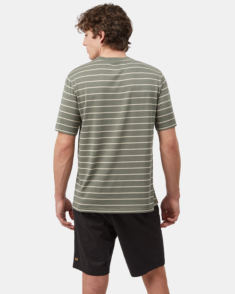 Green Men's Striped Short Sleeve Tee