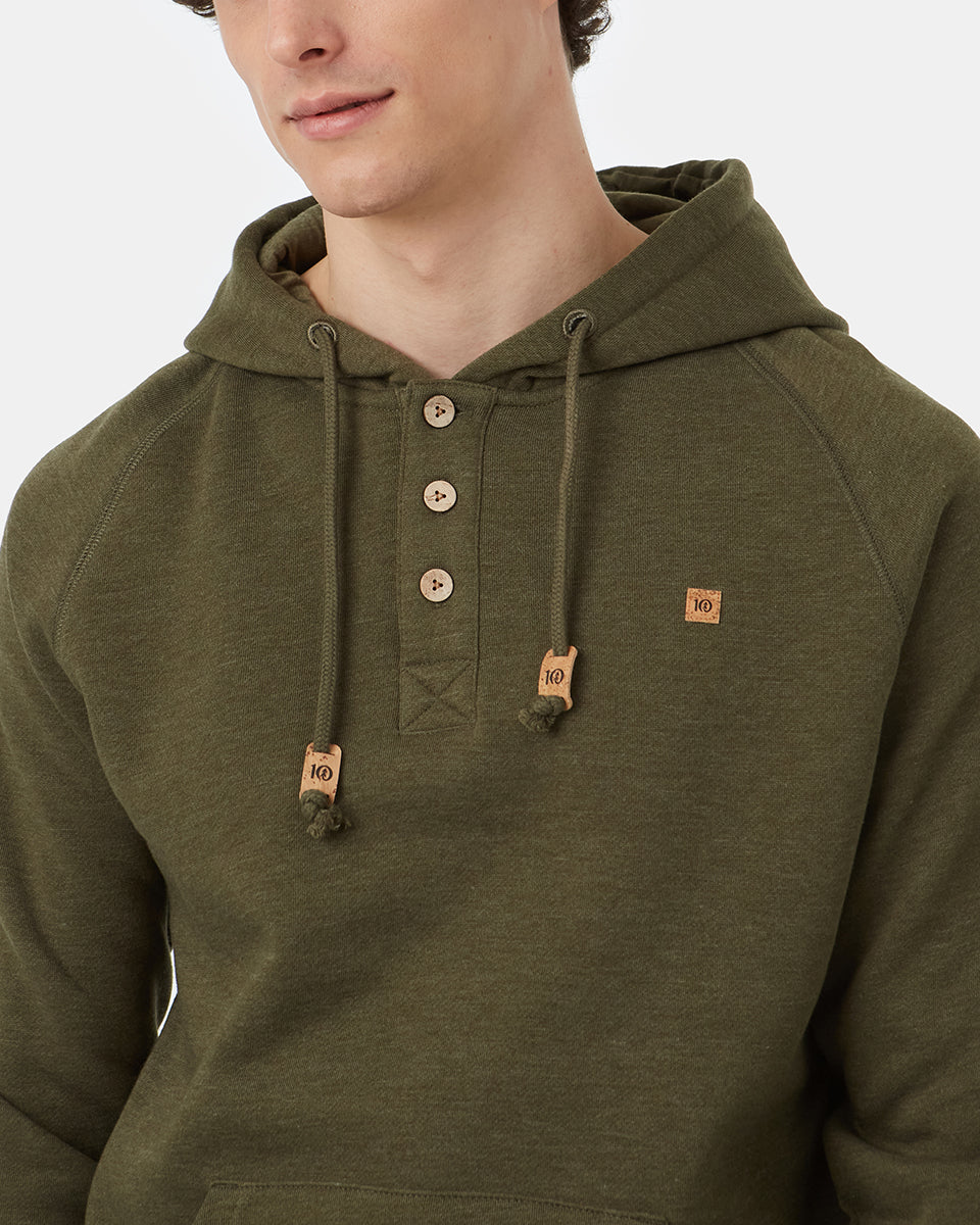 Green Organic Cotton Button Hoodie