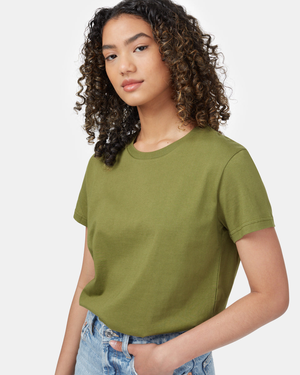 Green Organic Cotton Crew Neck T-Shirt