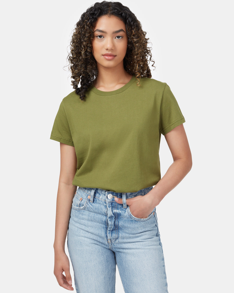 Green Organic Cotton Crew Neck T-Shirt