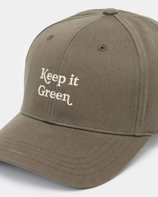 Green Organic Cotton Snapback Peak Hat