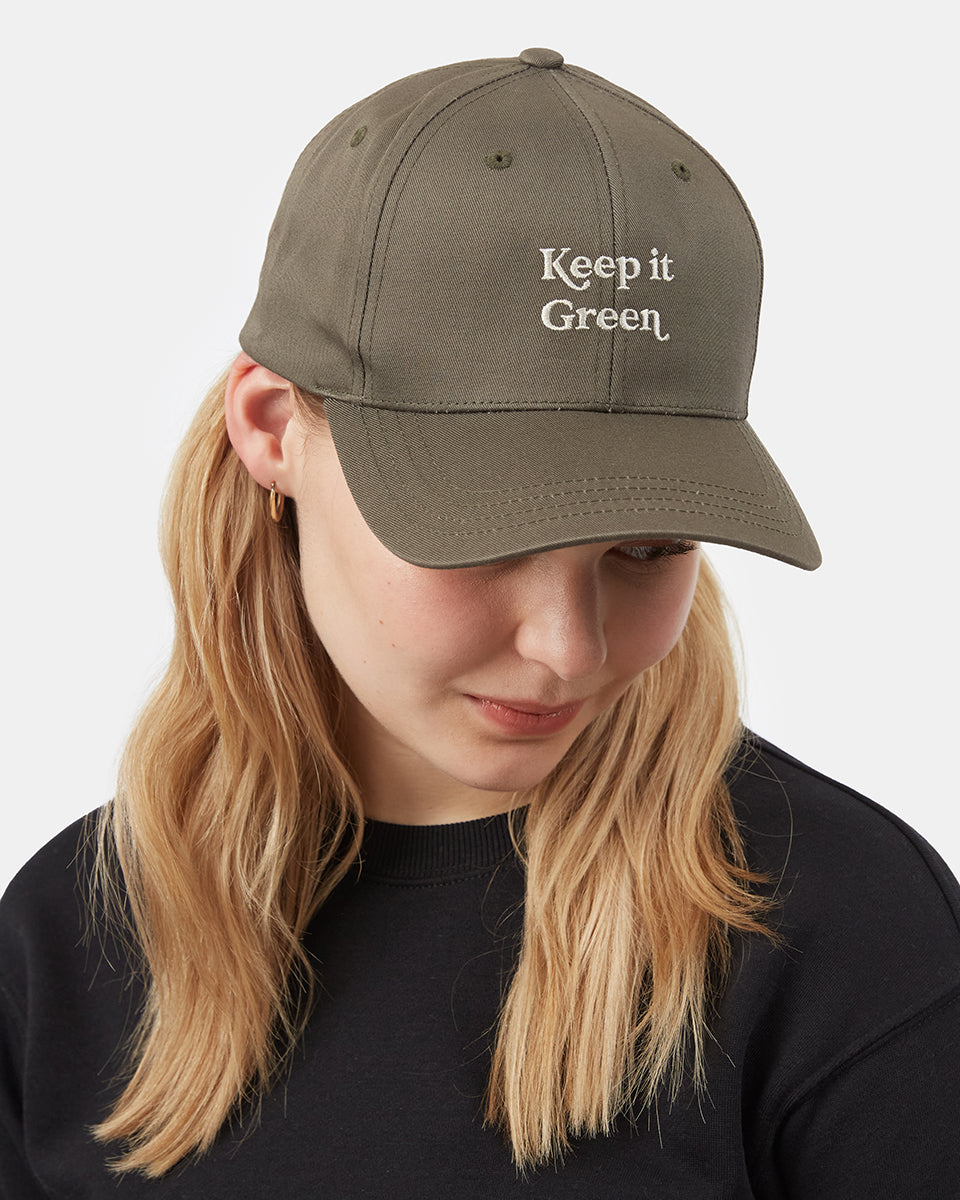 Green Organic Cotton Snapback Peak Hat