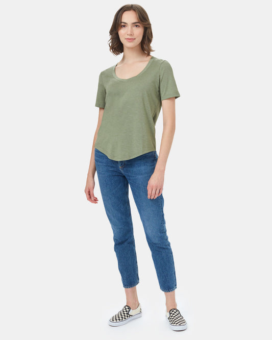 Green V-Neck Short Sleeve T-Shirt