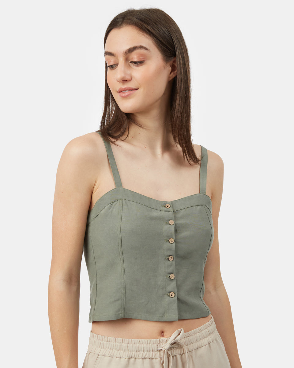 Green Women's Button-Up Tank Top