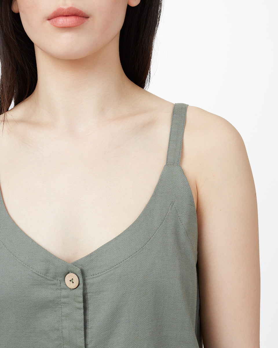 Green Women's Button Front Tank Top