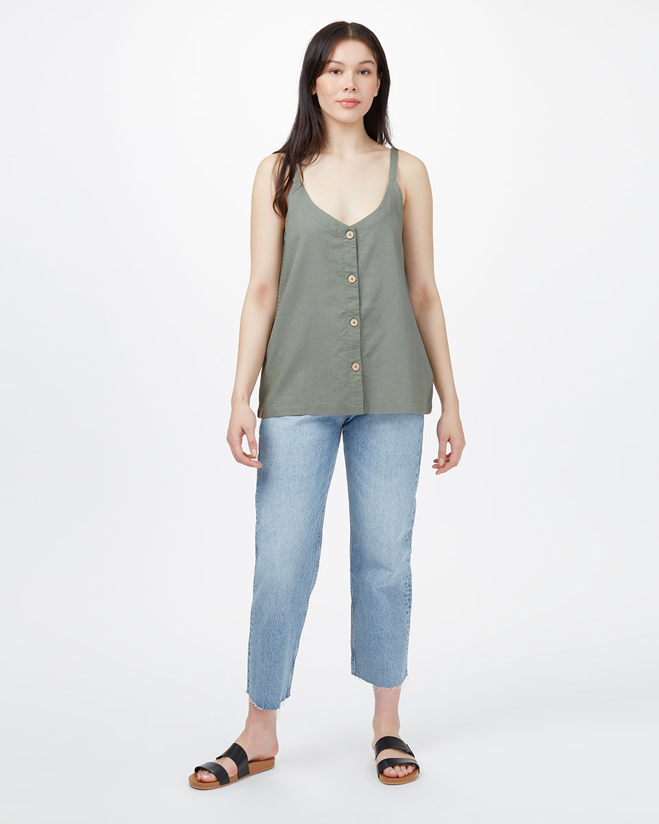 Green Women's Button Front Tank Top