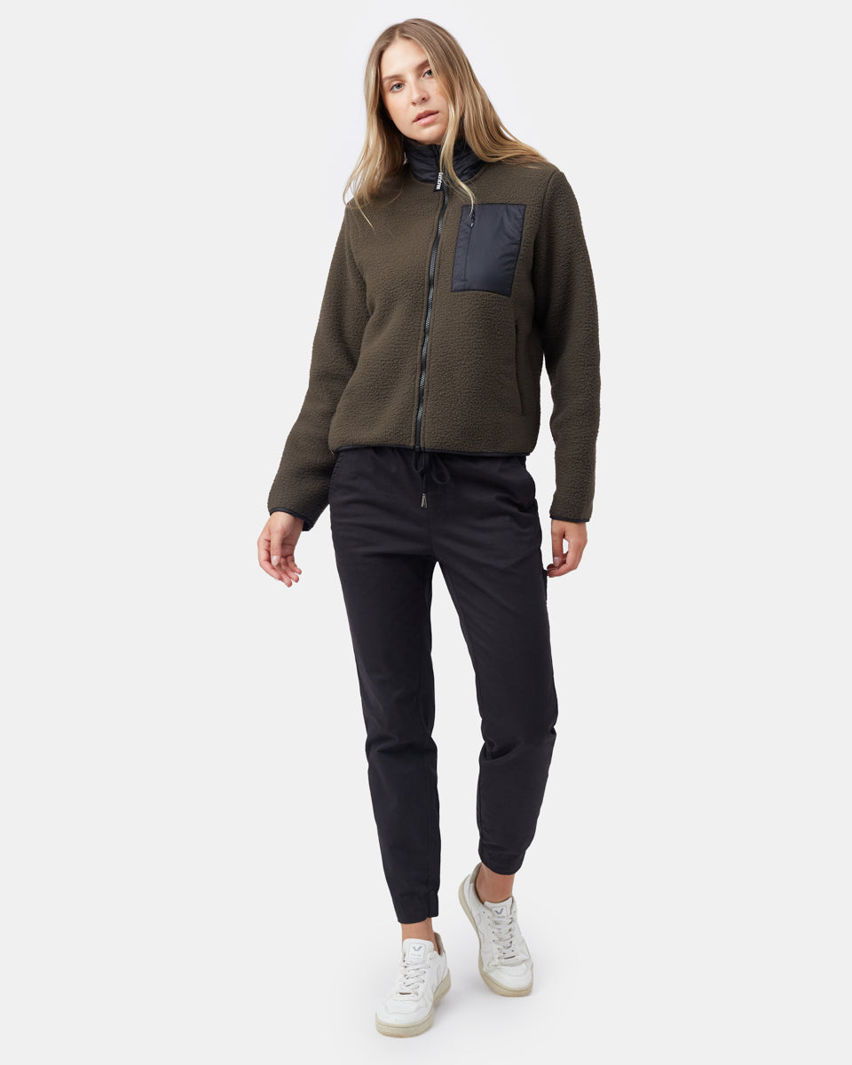 Green Women's Fleece Sherpa Zip Up