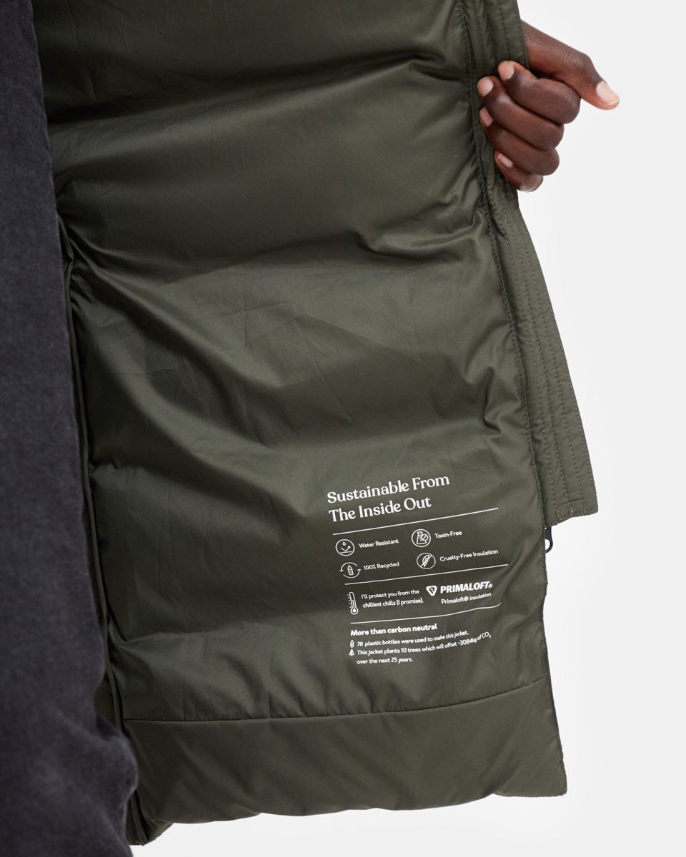 Green Women's Long Puffer Jacket