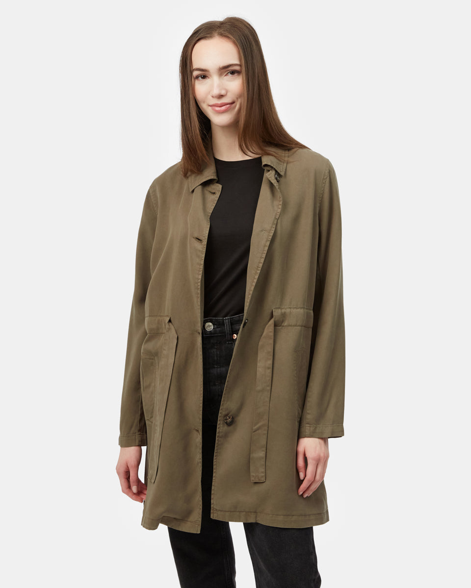 Green Women's Longsleeve Collared Jacket