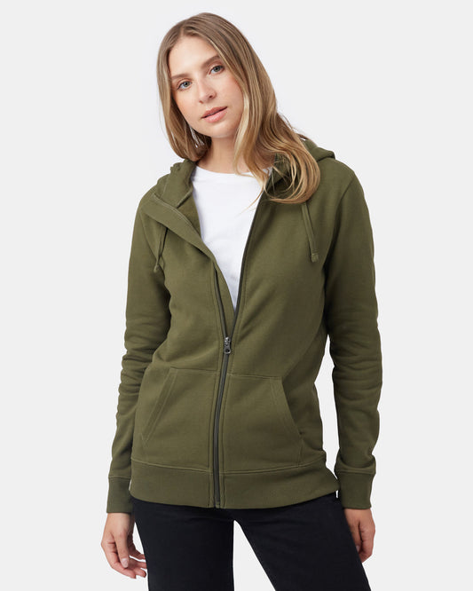 Green Women's Organic Cotton Hooded Zip-Up