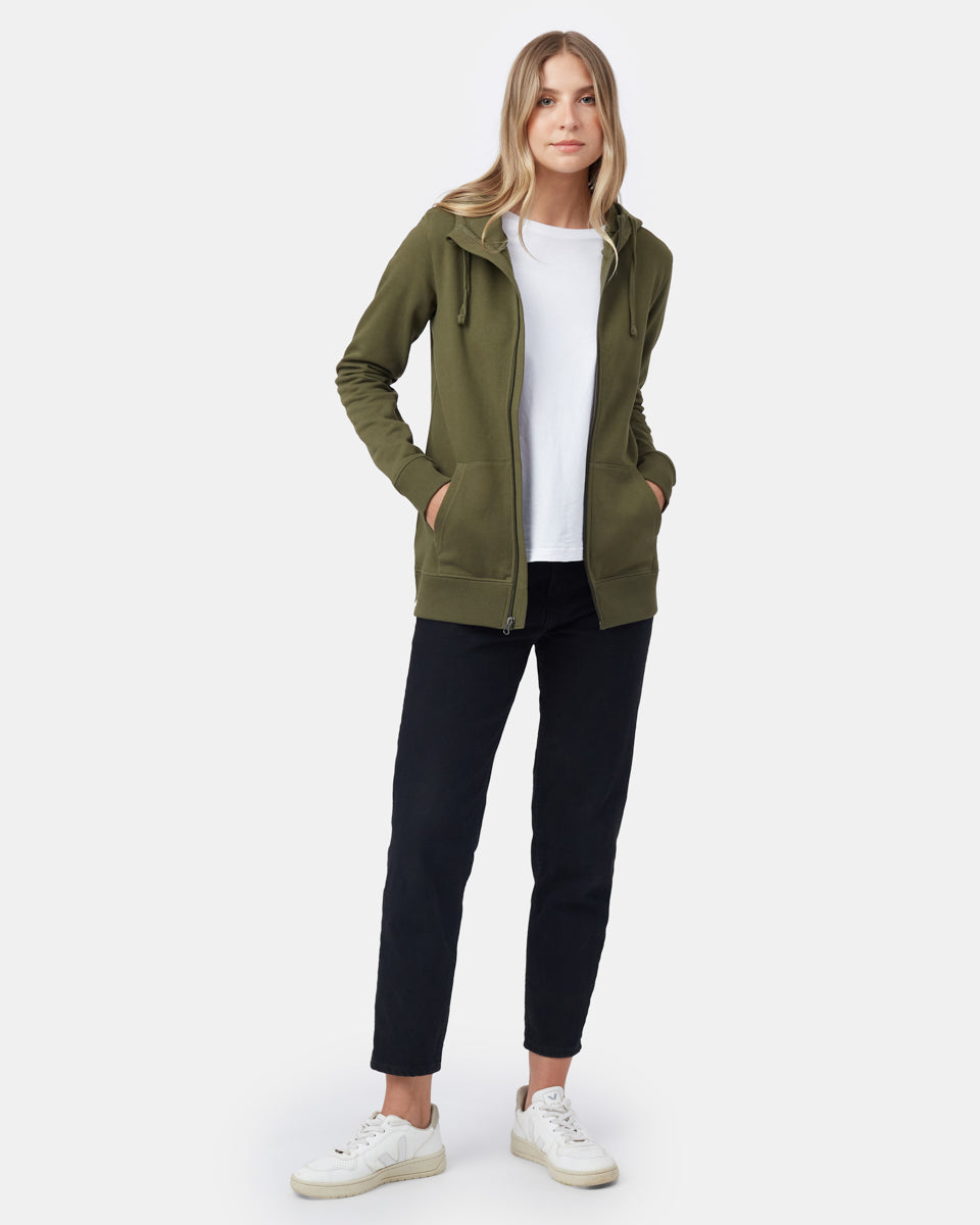 Green Women's Organic Cotton Hooded Zip-Up