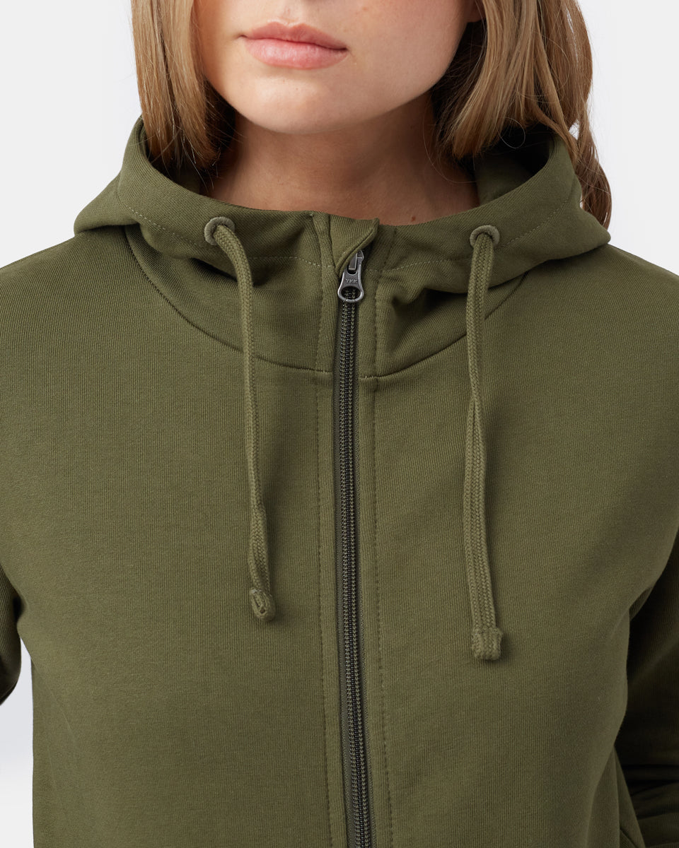 Green Women's Organic Cotton Hooded Zip-Up