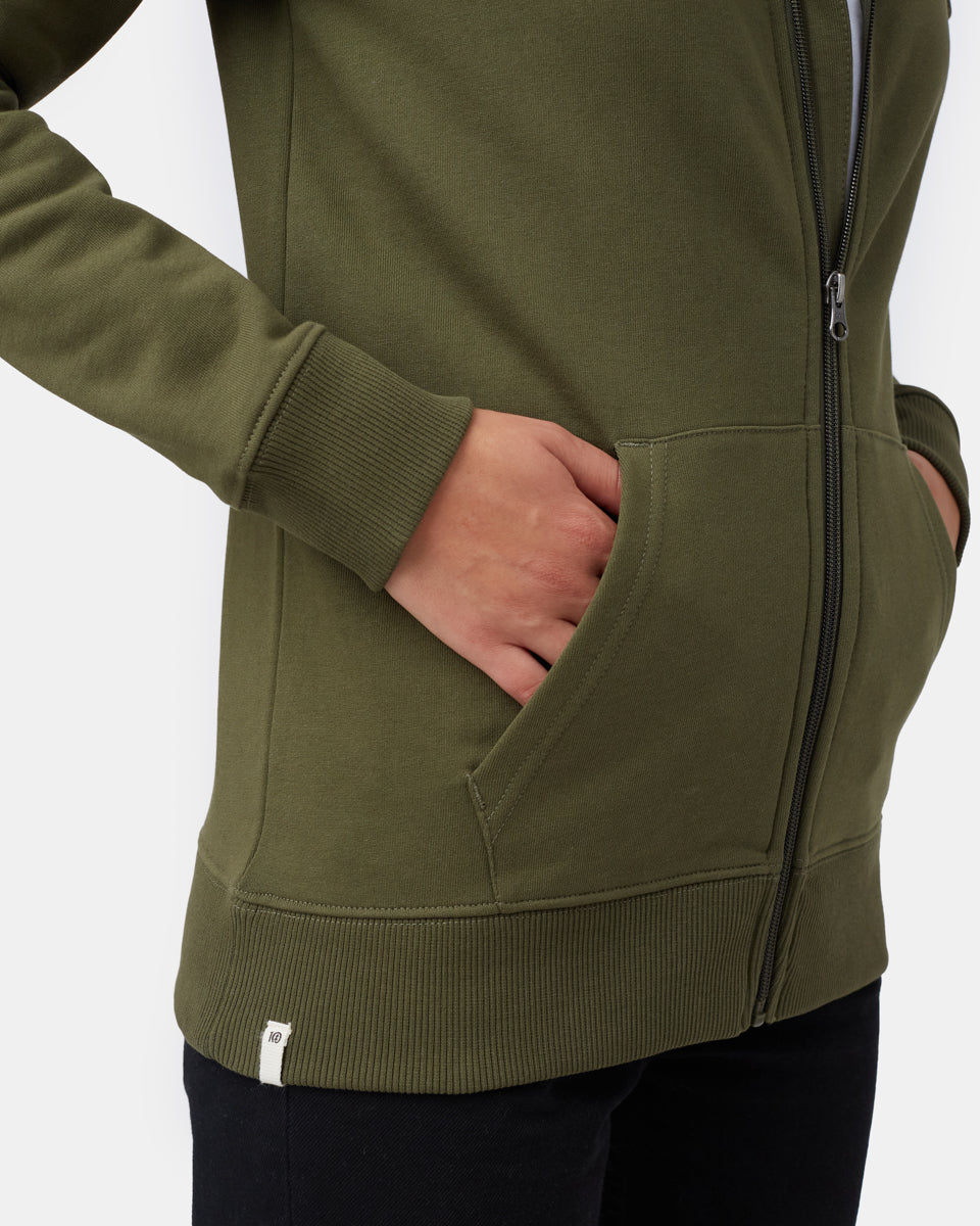 Green Women's Organic Cotton Hooded Zip-Up