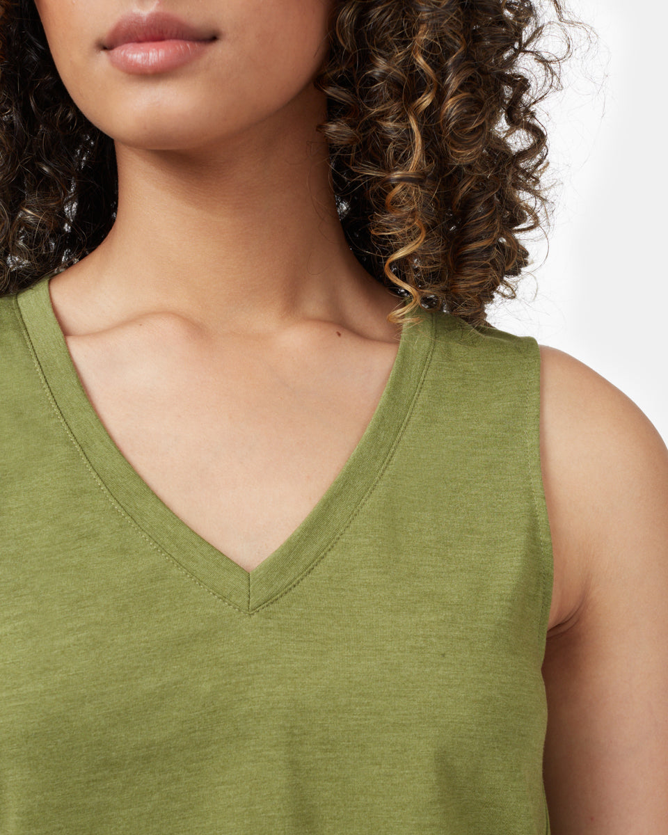 Green Women's Recycled V-Neck Tank Top