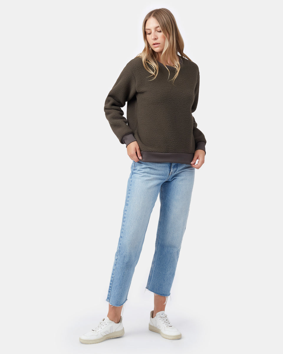 Green Women's Sherpa Sweatshirt