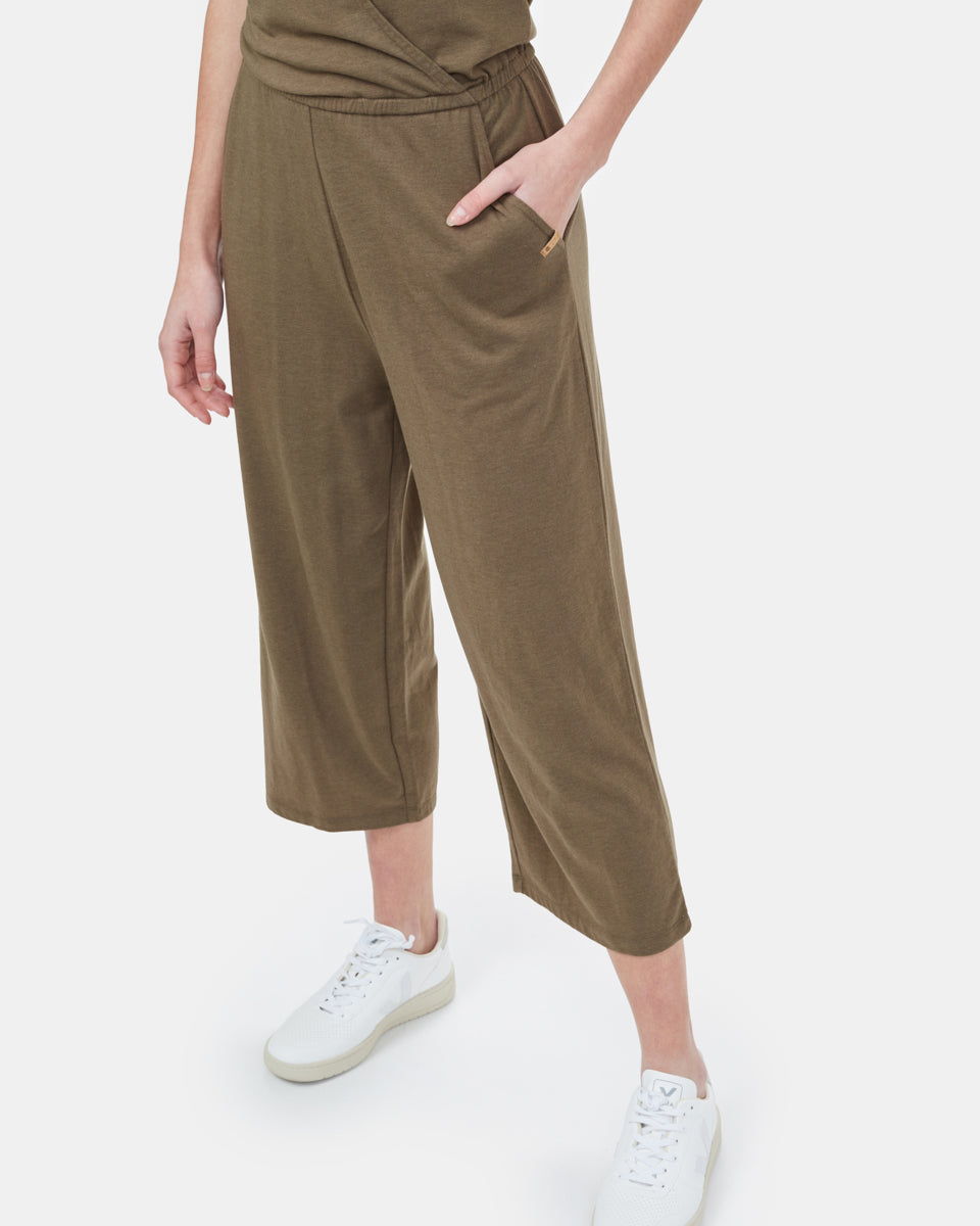 Green Women's V-Neck Knit Jumpsuit