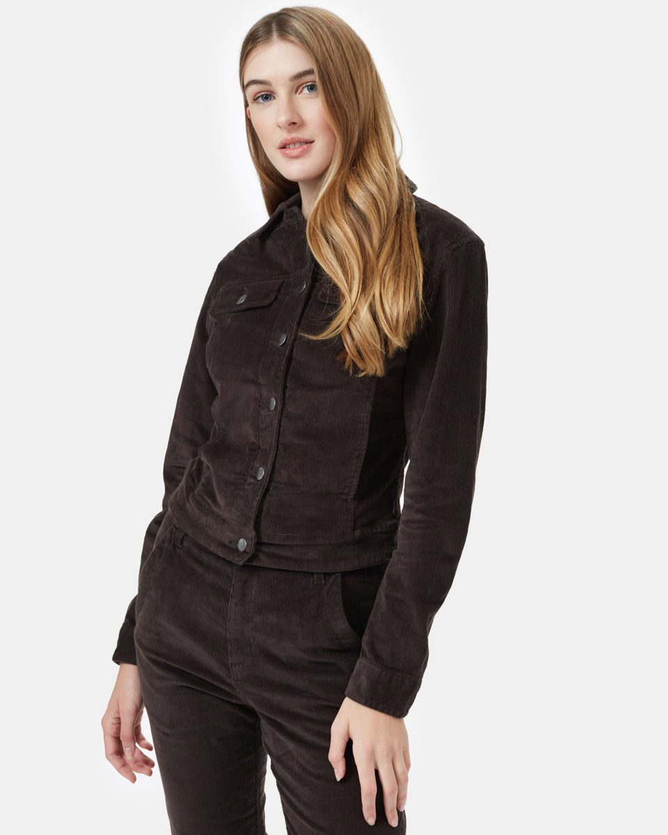 Green Womens Button-Up Corduroy Jacket