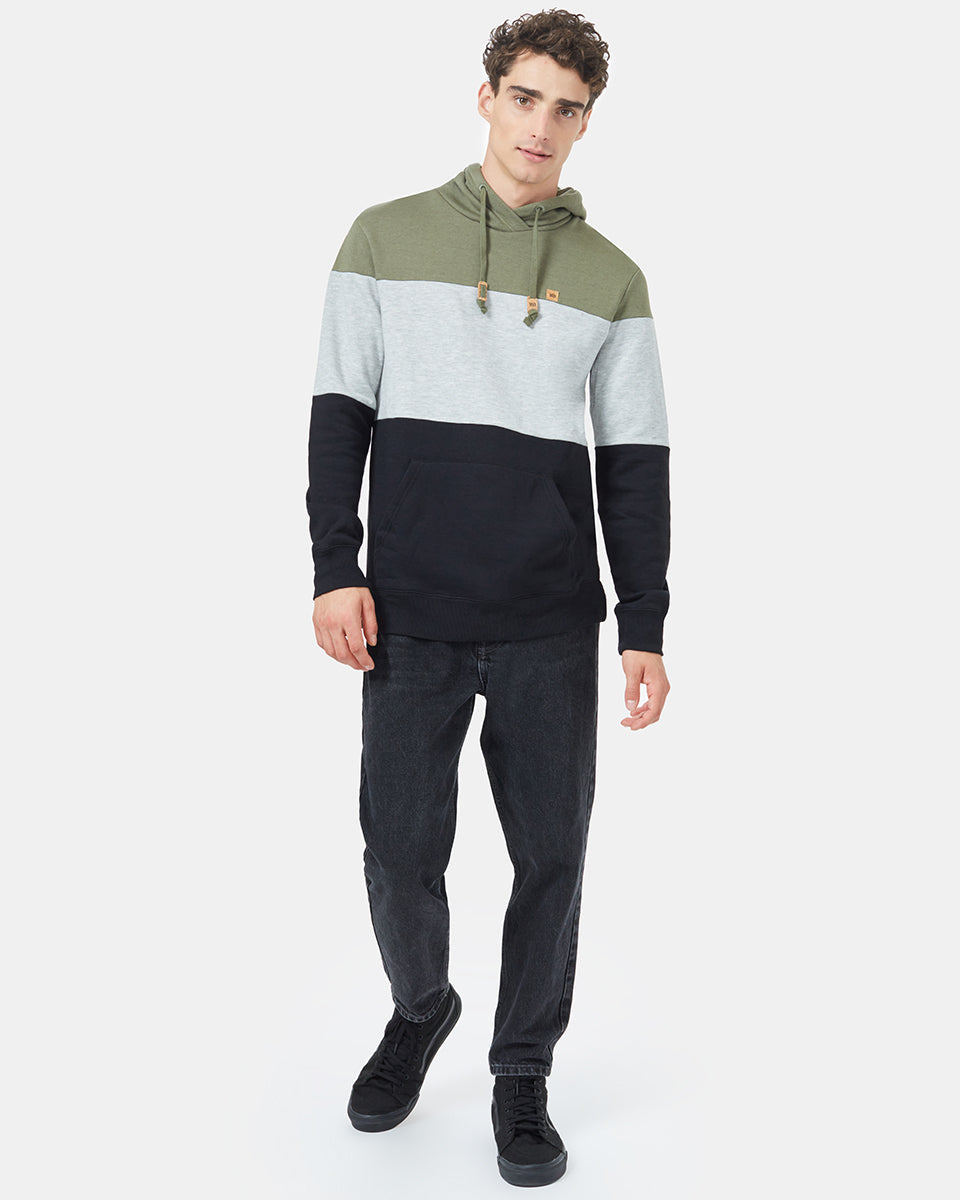 Green,Gray Men's Stripe Pullover Hoodie