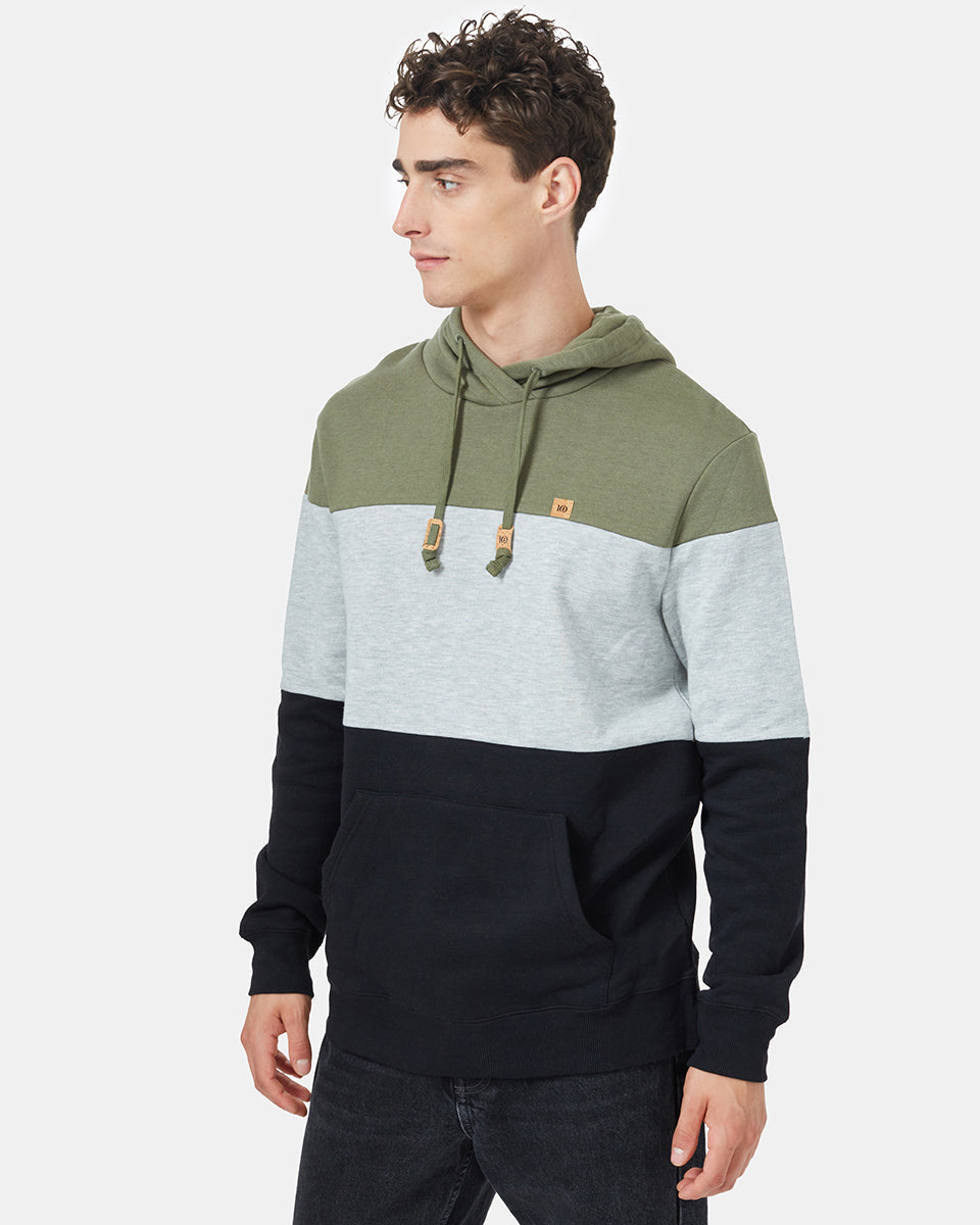 Green,Gray Men's Stripe Pullover Hoodie
